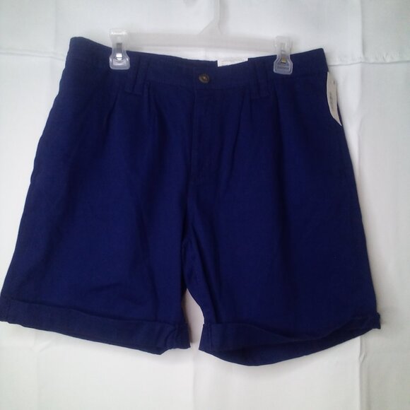 St. John's Bay Shorts Women 12 Chino Pleated Roll Hem Blue - Picture 2 of 13